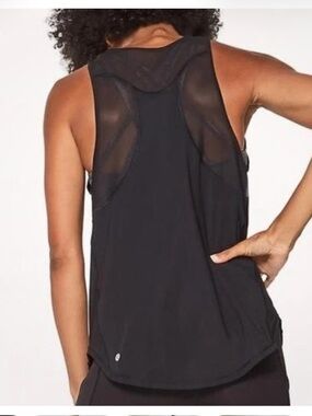 Lululemon Black Sculpt Tank Top Sheer Mesh Panels  Women's Size 6 Yoga Workout